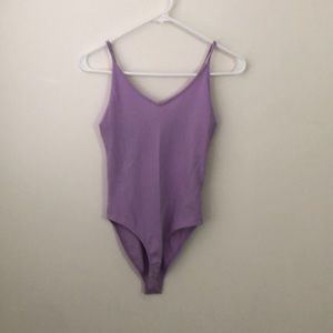 AE V Neck Ribbed Lavender Bodysuit
